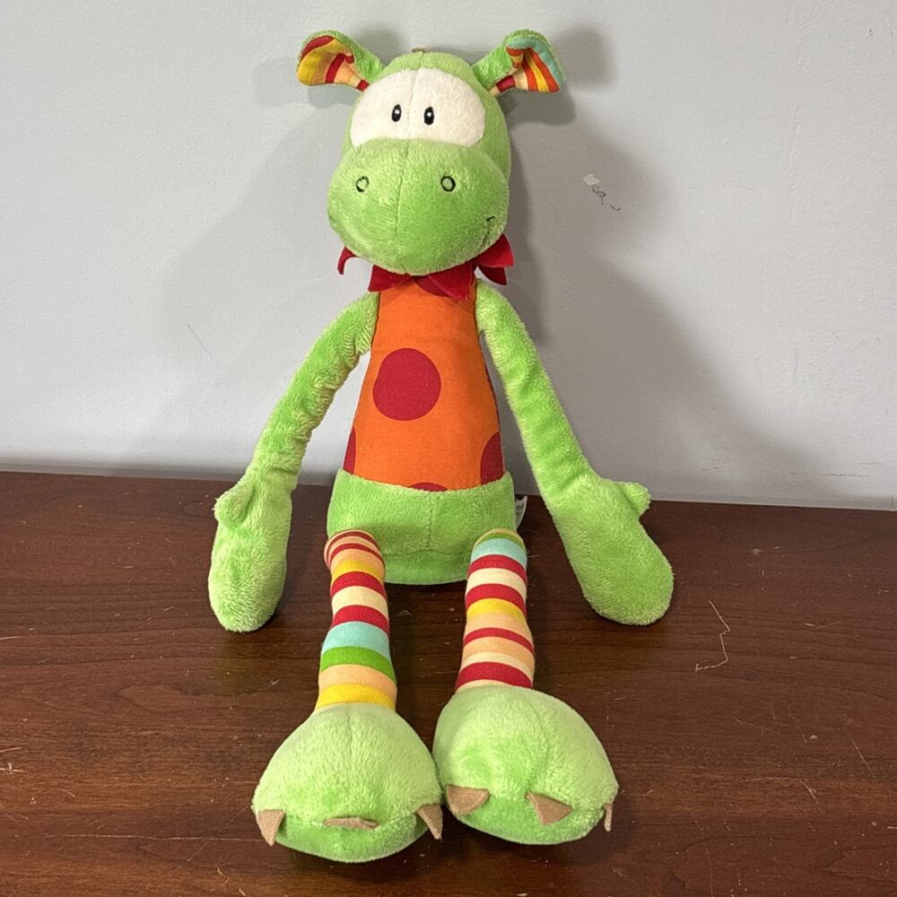 Jellycat Jelly Kitten Frootle Green Dragon Plush Rattle Lovey Stuffed Rare HTF